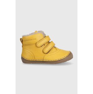 Dětské kožené zimní boty Froddo žlutá barva
