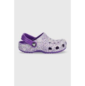 Dětské pantofle Crocs CLASSIC GLITTER CLOG fialová barva