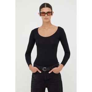 Tričko s dlouhým rukávem Samsoe Samsoe SIK černá barva, F00013016