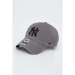 Bavlněná baseballová čepice 47brand MLB New York Yankees šedá barva, s aplikací