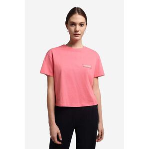 Bavlněné tričko Napapijri růžová barva, NA4G97.P1D-P1D