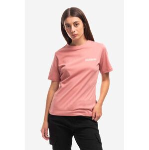 Bavlněné tričko Napapijri S-Chalk SS NA4GLA PB1 růžová barva, NA4GLA.PB1-PB1