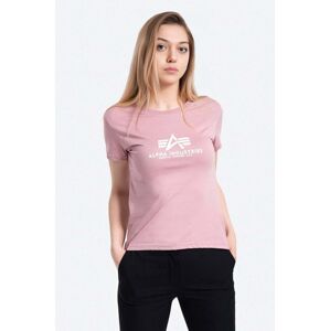 Bavlněné tričko Alpha Industries New Basic T Wmn růžová barva, 196051.397-pink
