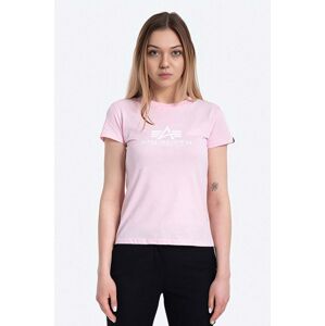 Bavlněné tričko Alpha Industries New Basic T Wmn růžová barva, 196051.491-pink