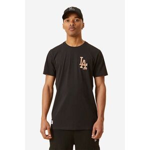Bavlněné tričko New Era Dodgers Metallic Print černá barva, s potiskem, 12893116-black