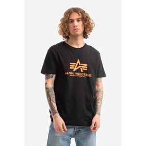 Bavlněné tričko Alpha Industries Basic černá barva, s potiskem, 100501NP.477-black