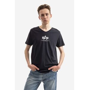Bavlněné tričko Alpha Industries Basic tmavomodrá barva, s potiskem, 106514.07-navy
