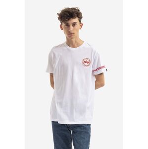 Bavlněné tričko Alpha Industries bílá barva, s potiskem, 128534.09-white