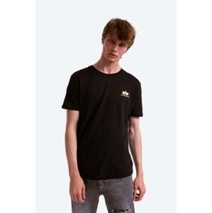 Bavlněné tričko Alpha Industries černá barva, s potiskem, 188505FP.583-black
