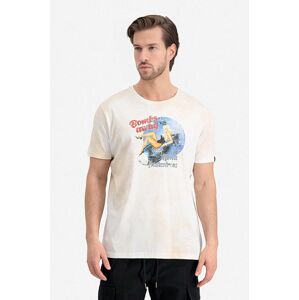 Bavlněné tričko Alpha Industries Nose Art T-Shirt béžová barva, s potiskem, 106520.300-cream