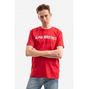 Bavlněné tričko Alpha Industries červená barva, s potiskem, 116512.451-red