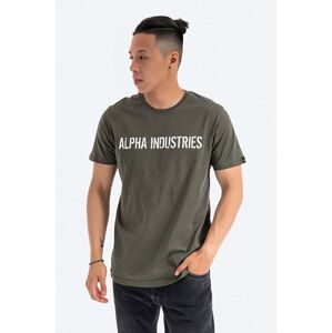 Bavlněné tričko Alpha Industries zelená barva, s potiskem, 116512.142-green