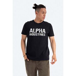 Bavlněné tričko Alpha Industries Camo černá barva, s potiskem, 156513.595-black