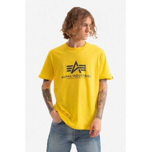 Bavlněné tričko Alpha Industries žlutá barva, s potiskem, 100501.465-yellow