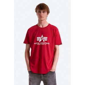 Bavlněné tričko Alpha Industries červená barva, s potiskem, 100501.523-red