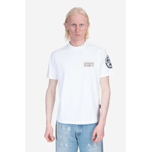 Bavlněné tričko Napapijri S-Amundsen bílá barva, s potiskem, NA4H6B-002