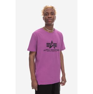 Bavlněné tričko Alpha Industries fialová barva, s potiskem, 100501.677-violet