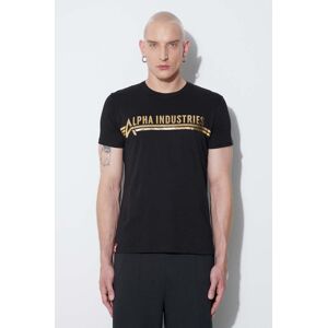 Bavlněné tričko Alpha Industries černá barva, s potiskem, 126505.583-black