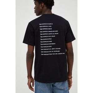 Bavlněné tričko The Kooples černá barva, s potiskem, HTSC18090K