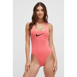 Jednodílné plavky Nike růžová barva, měkký košík