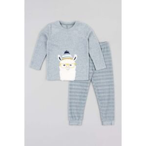 Dětské pyžamo zippy šedá barva, s aplikací