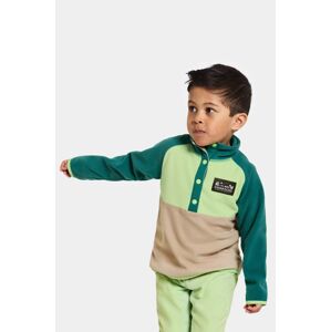 Dětská mikina Didriksons MONTE KIDS HALF BUTT zelená barva, hladká