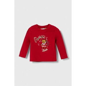 Dětské tričko s dlouhým rukávem Guess červená barva