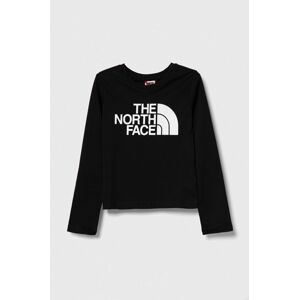 Dětská bavlněná košile s dlouhým rukávem The North Face L/S EASY TEE černá barva, s potiskem