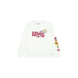 Dětská bavlněná košile s dlouhým rukávem Levi's bílá barva, s potiskem