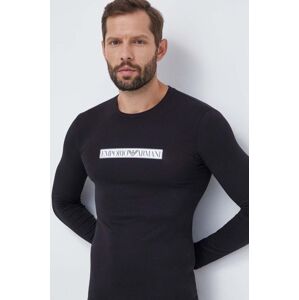 Tričko s dlouhým rukávem Emporio Armani Underwear černá barva, s potiskem