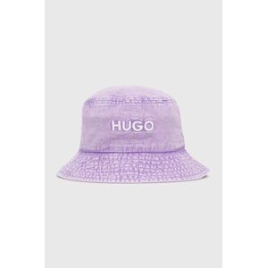 Bavlněná čepice HUGO fialová barva