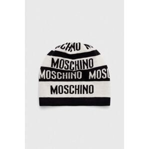 Vlněný klobouk Moschino bílá barva