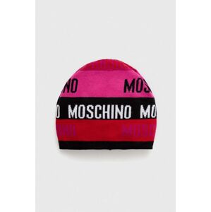 Vlněný klobouk Moschino růžová barva