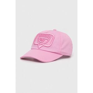 Bavlněná baseballová čepice Chiara Ferragni růžová barva, s aplikací