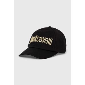 Bavlněná baseballová čepice Just Cavalli černá barva, s aplikací