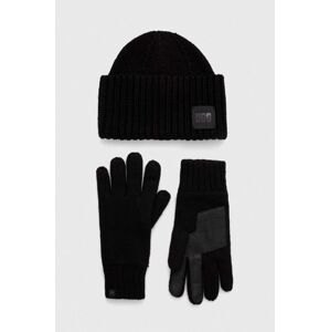 Čepice a rukavice z vlněné směsi UGG černá barva
