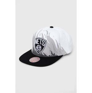 Bavlněná baseballová čepice Mitchell&Ness BROOKLYN NETS bílá barva