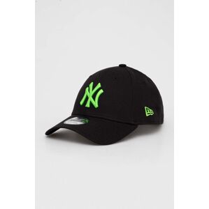 Bavlněná baseballová čepice New Era černá barva, s aplikací, NEW YORK YANKEES