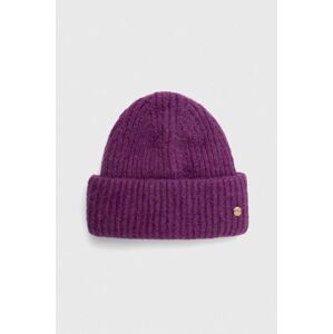 Čepice z vlněné směsi Granadilla fialová barva, z husté pleteniny