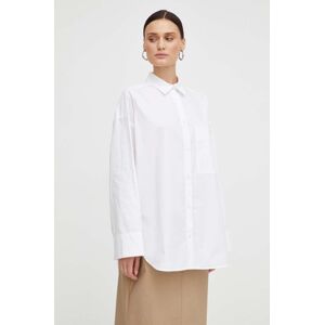 Bavlněné tričko By Malene Birger bílá barva, relaxed, s klasickým límcem