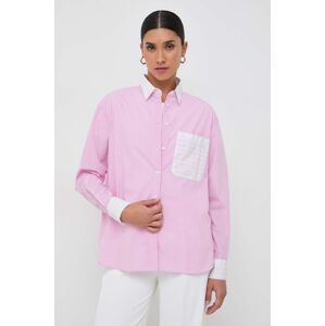 Bavlněné tričko MAX&Co. růžová barva, relaxed, s klasickým límcem