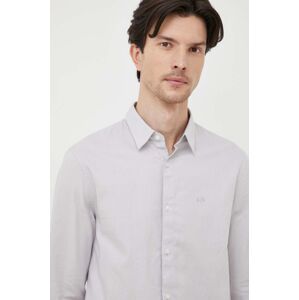Bavlněné tričko Armani Exchange šedá barva, slim, s klasickým límcem