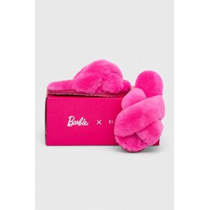 Dětské vlněné pantofle Emu Australia x Barbie, Mayberry Teens růžová barva