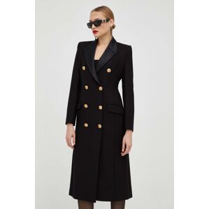 Kabát Elisabetta Franchi dámský, černá barva, přechodný, dvouřadový