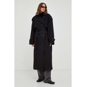 Kabát Gestuz dámský, černá barva, přechodný, dvouřadový