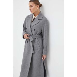 Vlněný kabát Marella šedá barva, přechodný, oversize