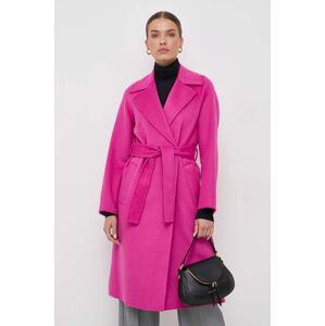 Vlněný kabát Liu Jo fialová barva, přechodný, dvouřadový