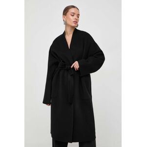 Vlněný kabát Weekend Max Mara černá barva, přechodný, oversize