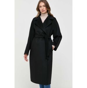 Vlněný kabát Weekend Max Mara černá barva, přechodný, dvouřadový