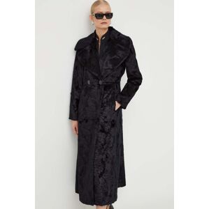 Kabát Luisa Spagnoli dámský, černá barva, přechodný, dvouřadový